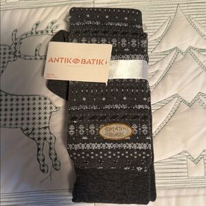 Antik Batik Dark Gray Patterned Sweater Tights-M/L
